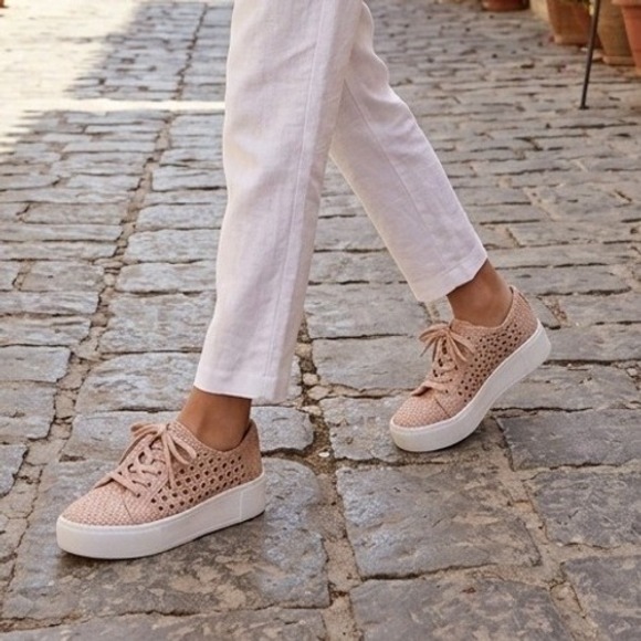 Marc Fisher Shoes - Marc Fisher Surly2 Woven Lace Up Sneakers Blush Pink Platform Shoes Mens 8.5M